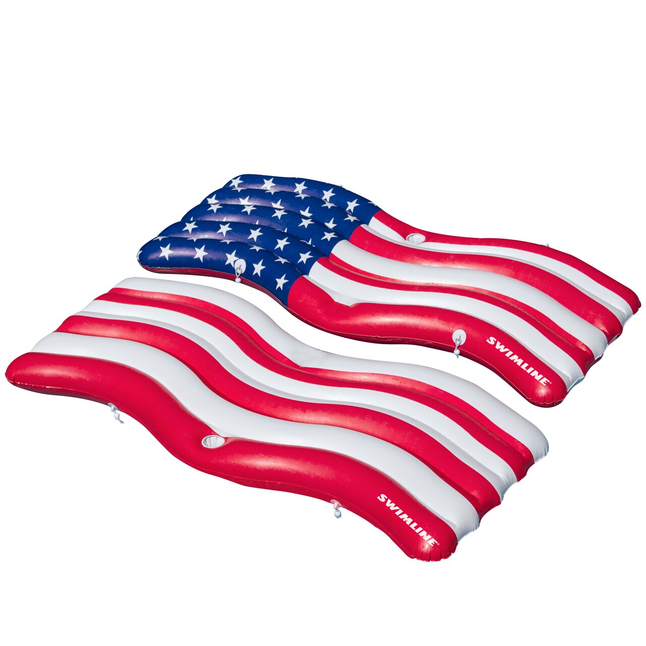 Swimline American Flag Patriotic Inflatable Swimming Pool Floats - 72.5" - Set of 2